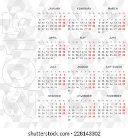 Simple 2015 Calendar Vector Week Starts Stock Vector (Royalty Free ...