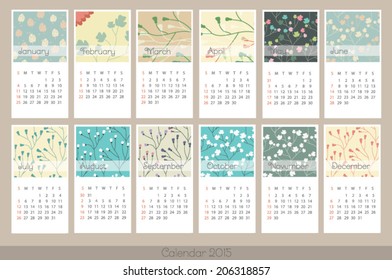 Simple 2015 year calendar. Vector illustration