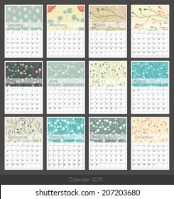 Simple 2015 year calendar. Vector illustration