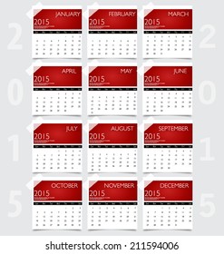 Simple 2015 year calendar, vector illustration.