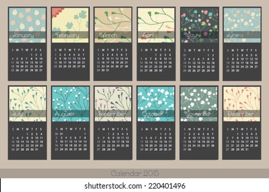 Simple 2015 year calendar. Vector illustration