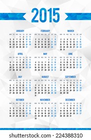 Simple 2015 year European calendar vector grid