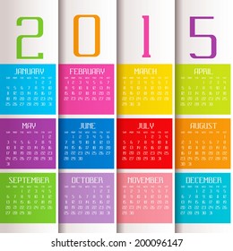 Simple 2015 year vector calendar / 2015 calendar design / 2015 calendar vertical - week starts with sunday 