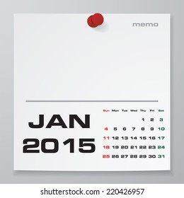 Simple 2015 year vector calendar with free space for your sample text :January 2015