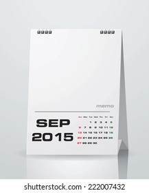 Simple 2015 year vector calendar with free space for your sample text : September 2015