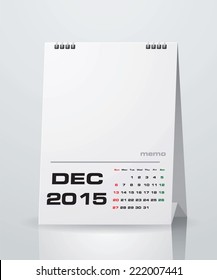 Simple 2015 year vector calendar with free space for your sample text : December 2015