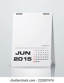 Simple 2015 year vector calendar with free space for your sample text : June 2015