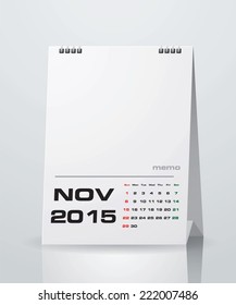 Simple 2015 year vector calendar with free space for your sample text : November 2015
