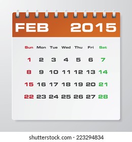 Simple 2015 year vector calendar with free space for your sample text : February 2015