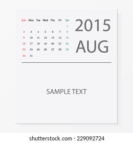 Simple 2015 year vector calendar : August 2015