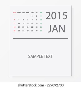 Simple 2015 year vector calendar : January 2015