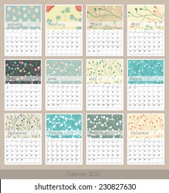 Simple 2015 year vector calendar