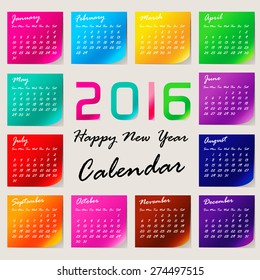 Simple 2016 Calendar / 2016 calendar design / 2016 calendar vertical - week starts with Sunday

