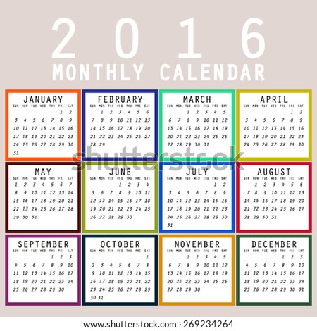 simple 2016 calendar 2016 calendar design stock vector royalty free
