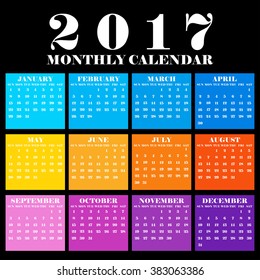 Simple 2017 Calendar / 2017 calendar design / 2017 calendar vertical - week starts with Sunday
