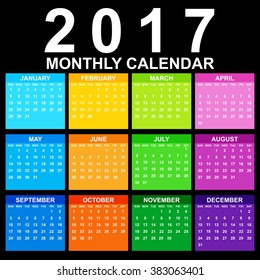 Simple 2017 Calendar / 2017 calendar design / 2017 calendar vertical - week starts with Sunday
