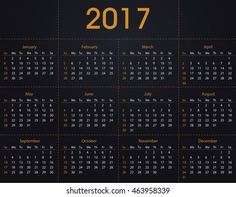 Simple 2017 calendar template for commercial and private use