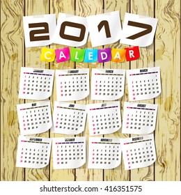Simple 2017 year vector calendar / 2017 calendar design / 2017 calendar vertical - week starts with Sunday.