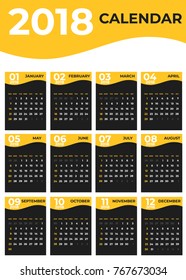 Simple 2018 year calendar