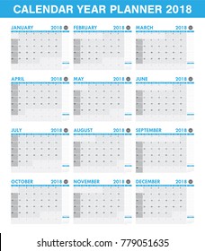 simple 2018 year planner calendar set of all month
