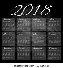 Simple 2018 year vector calendar / 2018 calendar vertical - week starts with Sunday
