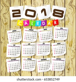 Simple 2018 year vector calendar / 2018 calendar vertical - week starts with Sunday

