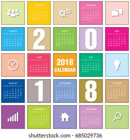 Simple 2018 year vector calendar / 2018 calendar vertical - week starts with Sunday