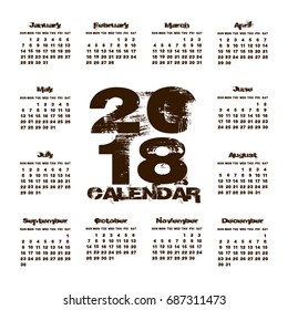 Simple 2018 year vector calendar, 2018 calendar vertical - week starts with Sunday