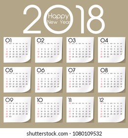 Simple 2019 year vector calendar / 2019 calendar vertical - week starts with Sunday.