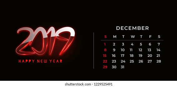 Simple 2019 year vector calendar / 2019 calendar design / 2019 calendar vertical -Vector Design