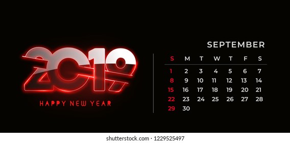 Simple 2019 year vector calendar / 2019 calendar design / 2019 calendar vertical -Vector Design