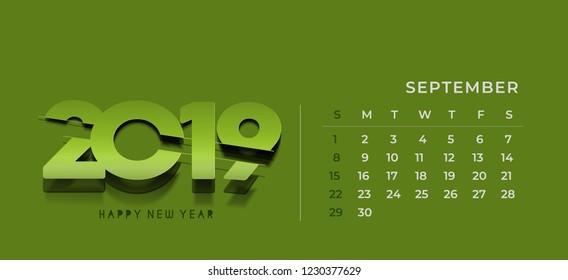 Simple 2019 year vector calendar / 2019 calendar design / 2019 calendar vertical -Vector Design