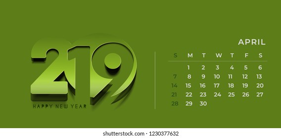 Simple 2019 year vector calendar / 2019 calendar design / 2019 calendar vertical -Vector Design
