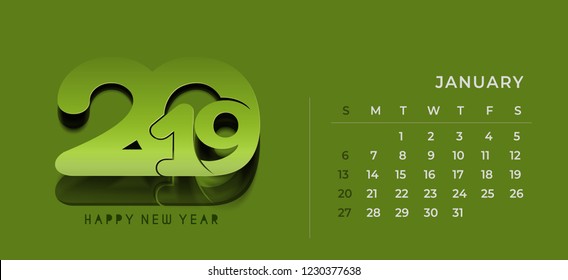 Simple 2019 year vector calendar / 2019 calendar design / 2019 calendar vertical -Vector Design