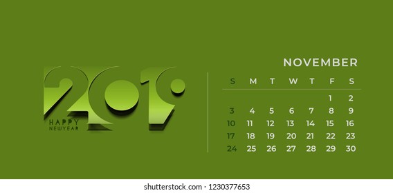 Simple 2019 year vector calendar / 2019 calendar design / 2019 calendar vertical -Vector Design