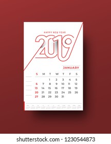 Simple 2019 year vector calendar / 2019 calendar design -Vector Design