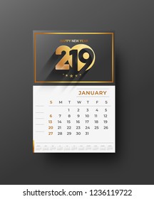 Simple 2019 year vector calendar / 2019 calendar design -Vector Design