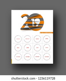 Simple 2019 year vector calendar / 2019 calendar design -Vector Design