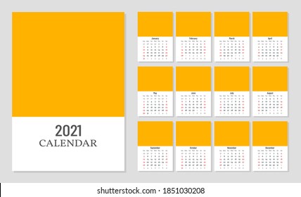 simple 2021 calendar template with blank spaces for images