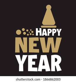 Simple 2021, Happy New Year, holiday lettering typography, gift or invitational card decoration can be used on websites, invitational cards, visit cards, promotions EPS Vector