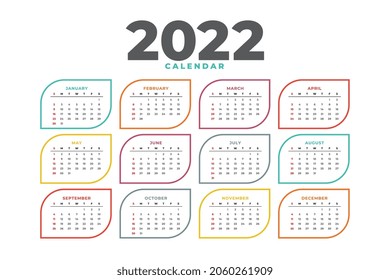 simple 2022 new year calendar design template