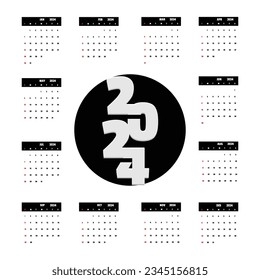 Simple 2024 business wall calendar year design concept