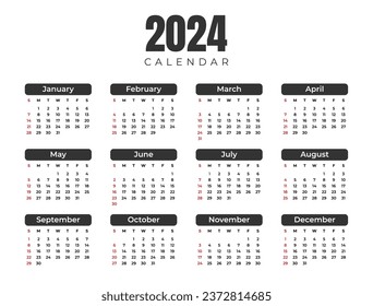 Simple 2024 calendar design template