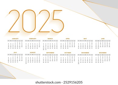simple 2025 event planner calendar template design vector