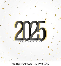 Fondo simple de la víspera de Año Nuevo 2025 con Vector de confeti dorado