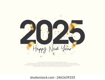 Simple 2025 New Year number design. With a sprinkling of elegant and luxurious ornaments. Vector premium design for calendar design, greeting cards and social media posts.