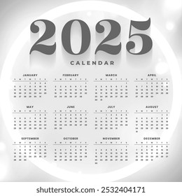 simple 2025 office calendar template a office stationery vector