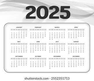 einfache 2025 Wandkalender Vorlage organisieren Büro Aufgabe Vektor
