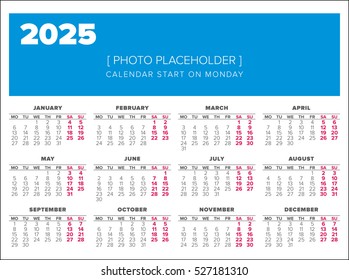 Simple 2025 year, start on monday