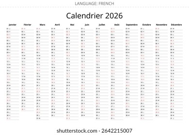 Simple 2026 french planner with minimalist design for France